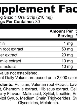 Supplement facts label with ingredients and serving size details